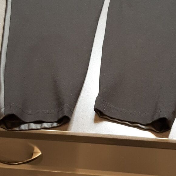 Black Capris with Pleather in Front and Stretchy Material in Back - Picture 4 of 9